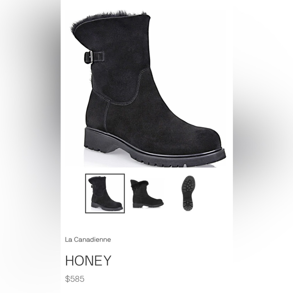 La Canadienne “Honey” Winter Shearling Booties with Waterproof Suede - EUC!